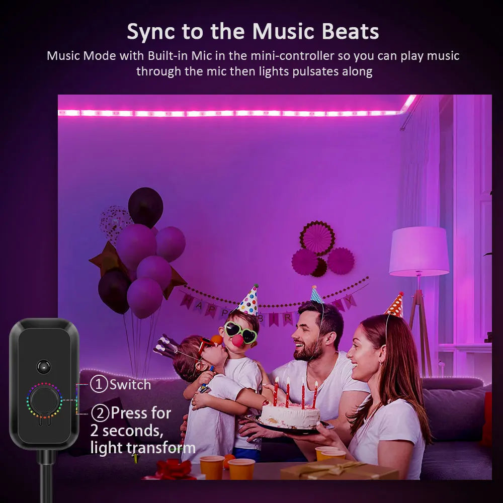 WLAN LED Streifen mit App&Musiksteuerung – Bunte RGB Lichter