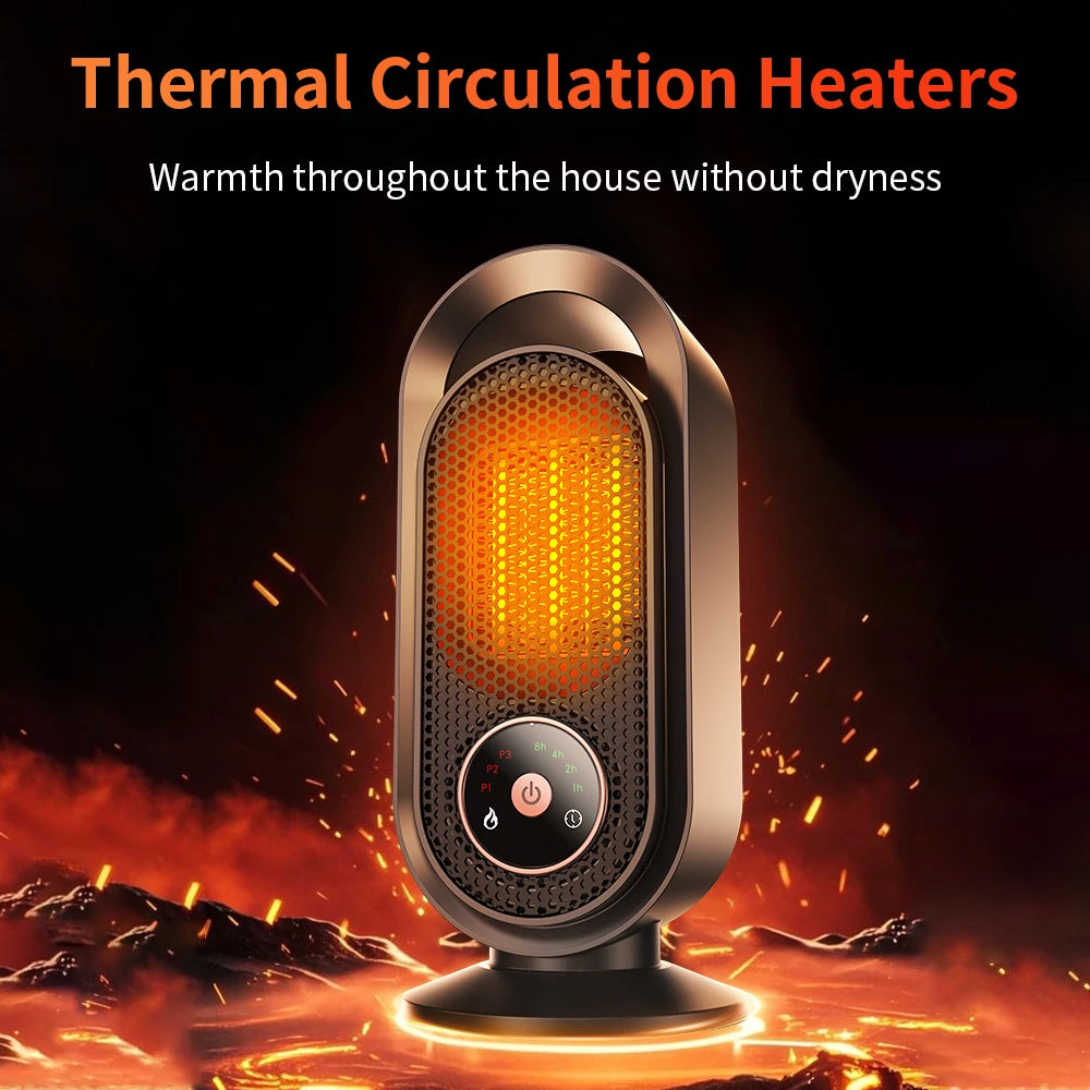 1000W Electric Heater Portable Mini Desktop Fan Heater Smart Hot Air Blower Home Bedroom Office Warmer Machine for Winter