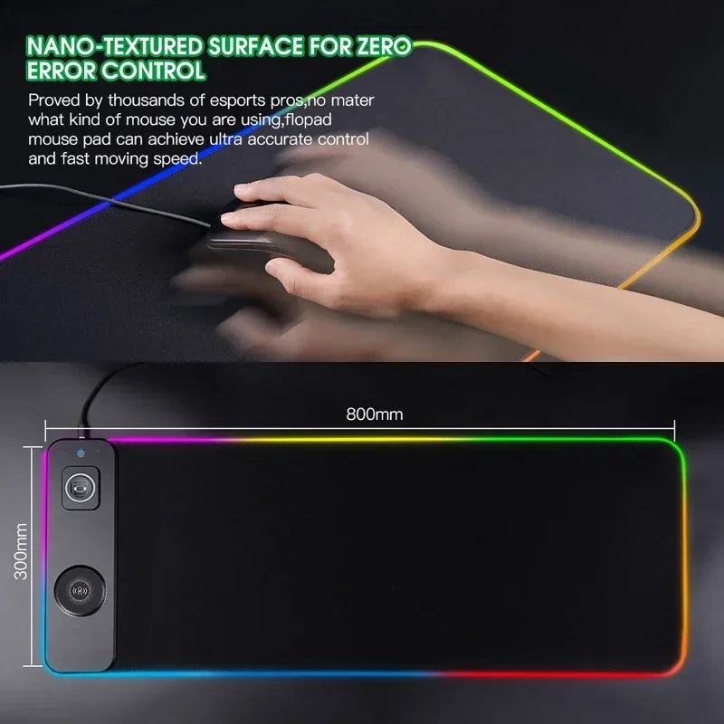 RGB Mouse Keyboard Pad with Wireless Charging Large Pads for Phone Gaming Mousepad Desktop PC Laptop Computer Desks Plate Mat